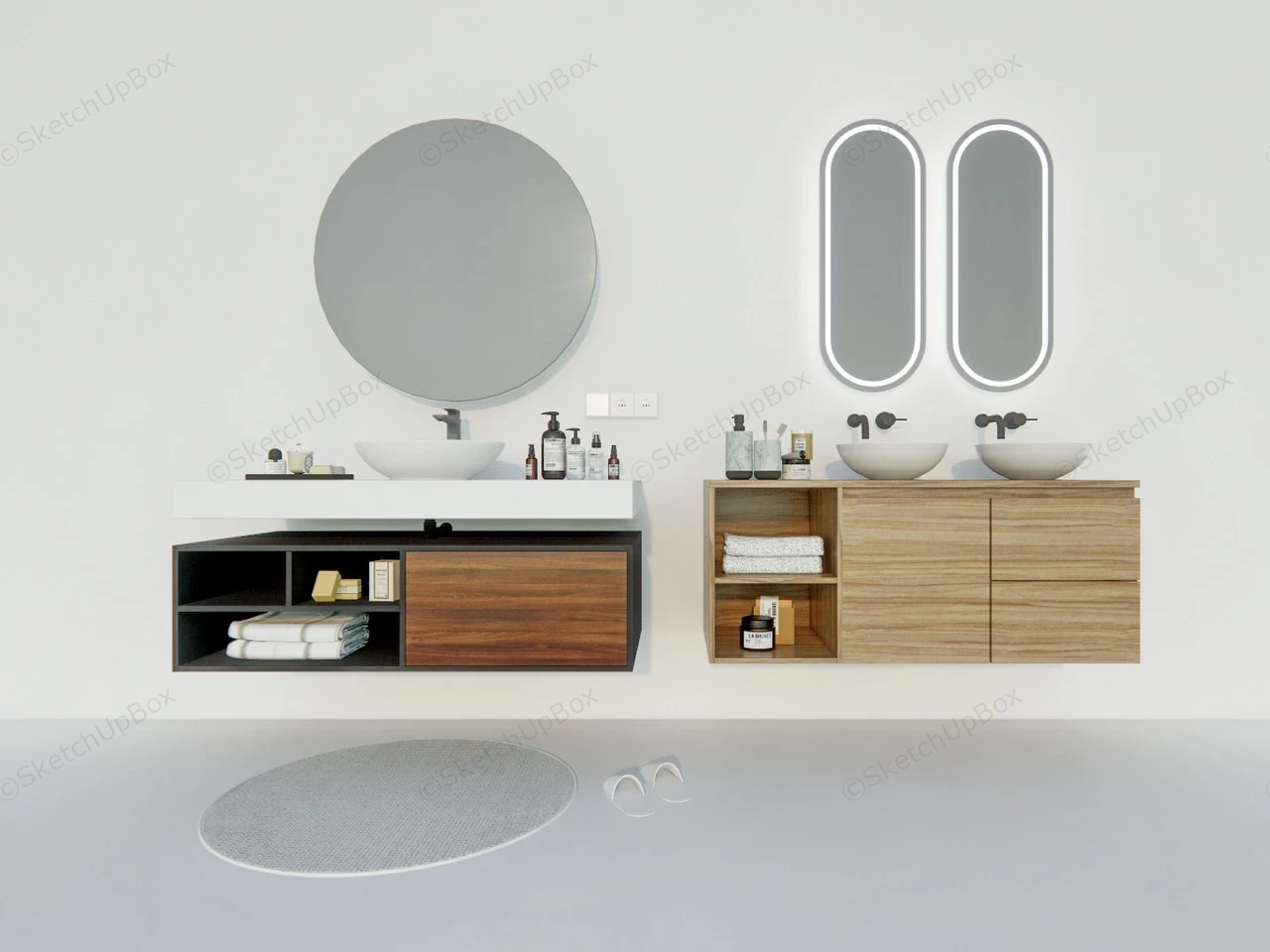 Floating Bathroom Vanity Ideas sketchup model preview - SketchupBox