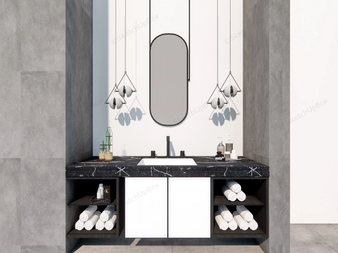 Black Bathroom Vanity Design Ideas sketchup model preview - SketchupBox