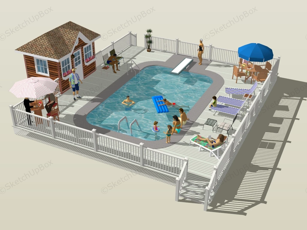 Outdoor Living Pool sketchup model preview - SketchupBox