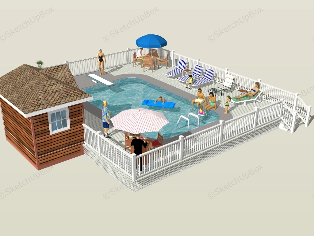 Outdoor Living Pool sketchup model preview - SketchupBox