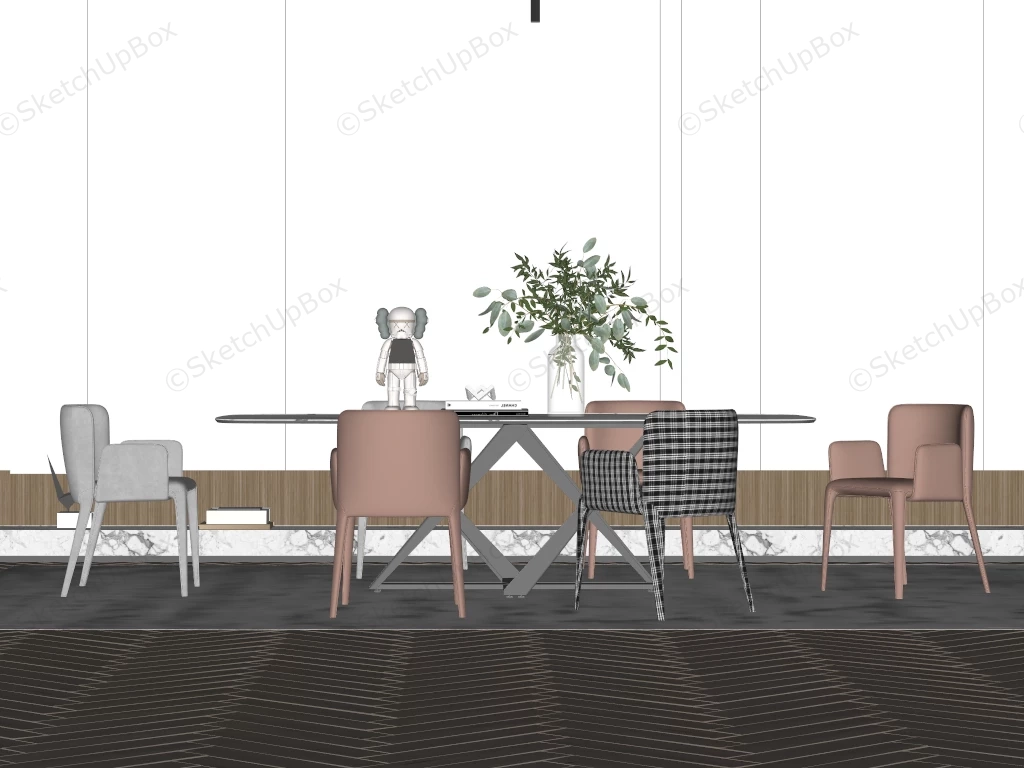 Modern Dining Room Set sketchup model preview - SketchupBox