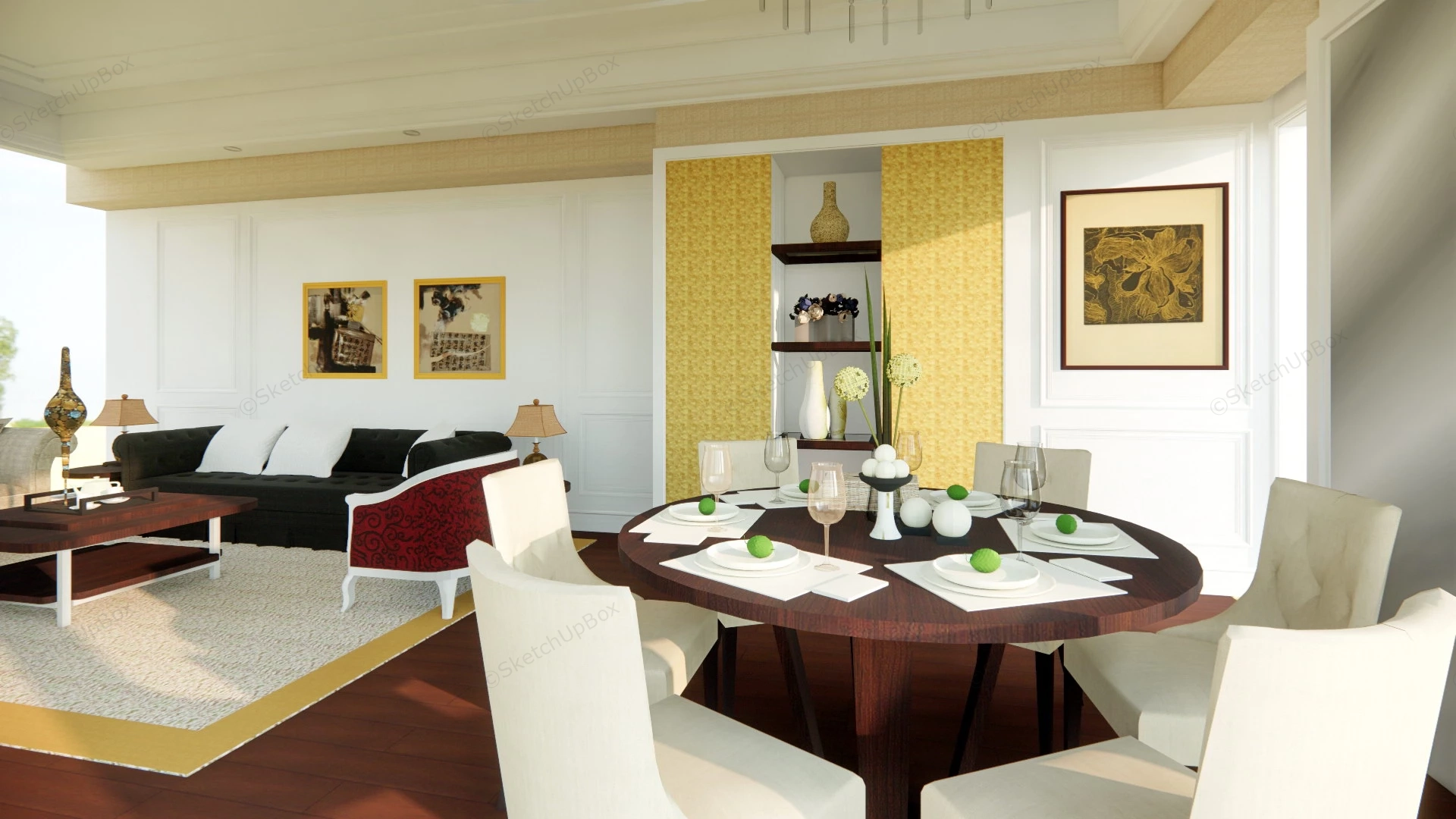 Living Room Dining Room Combo Ideas sketchup model preview - SketchupBox