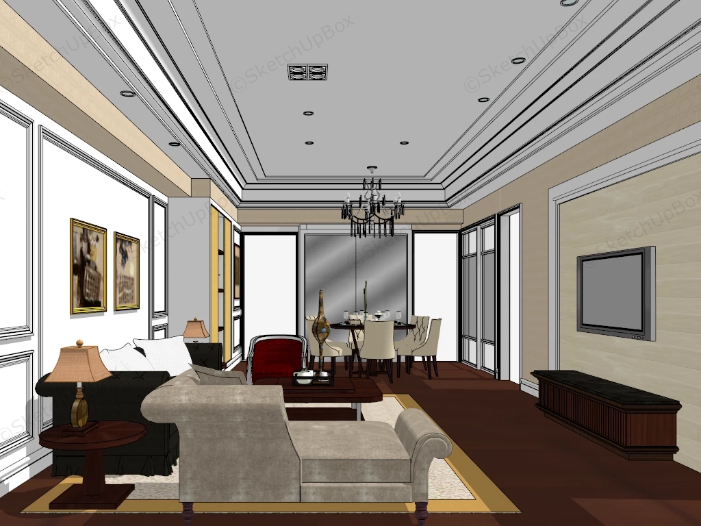 Living Room Dining Room Combo Ideas sketchup model preview - SketchupBox