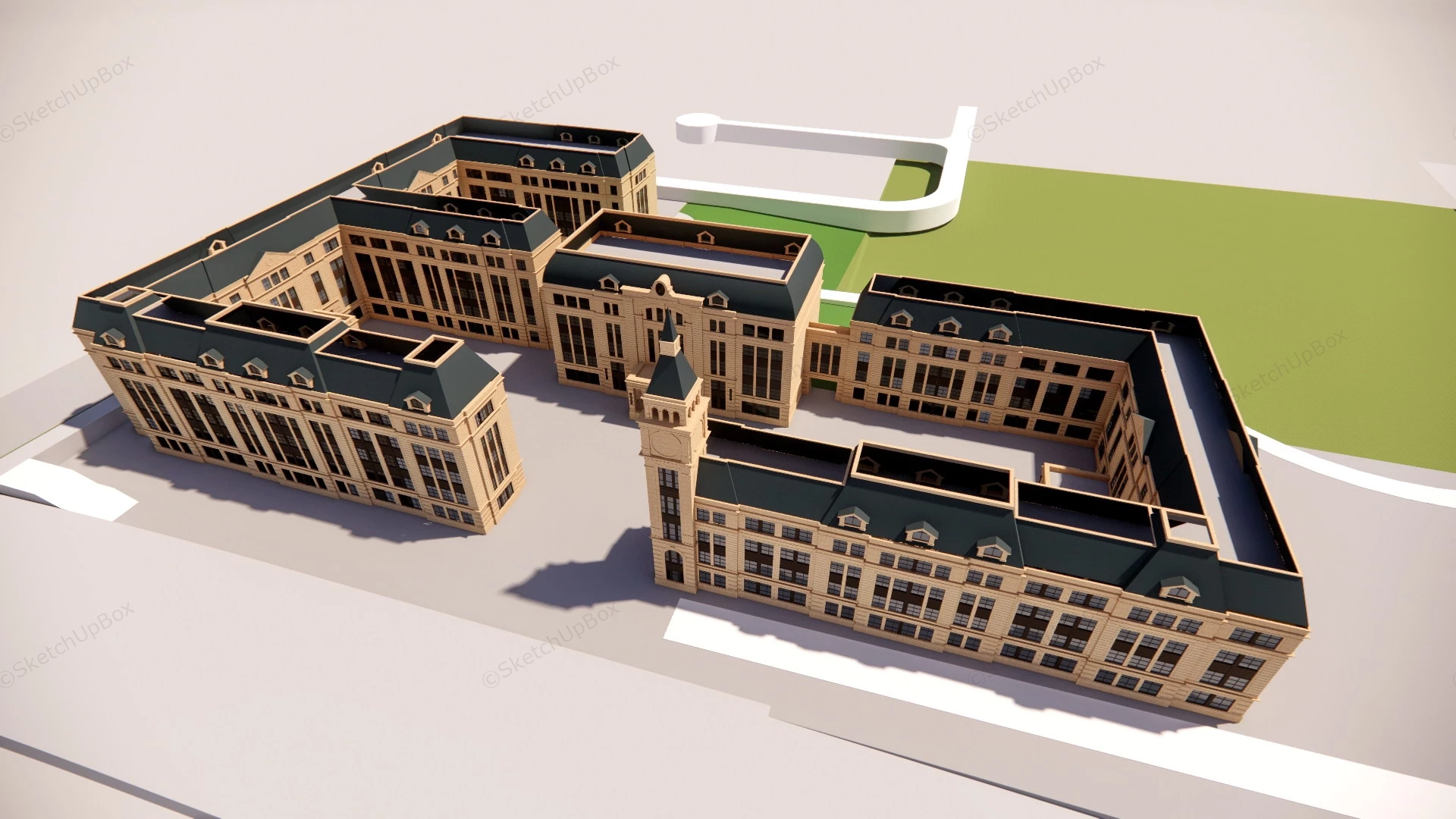 Secondary School Building sketchup model preview - SketchupBox