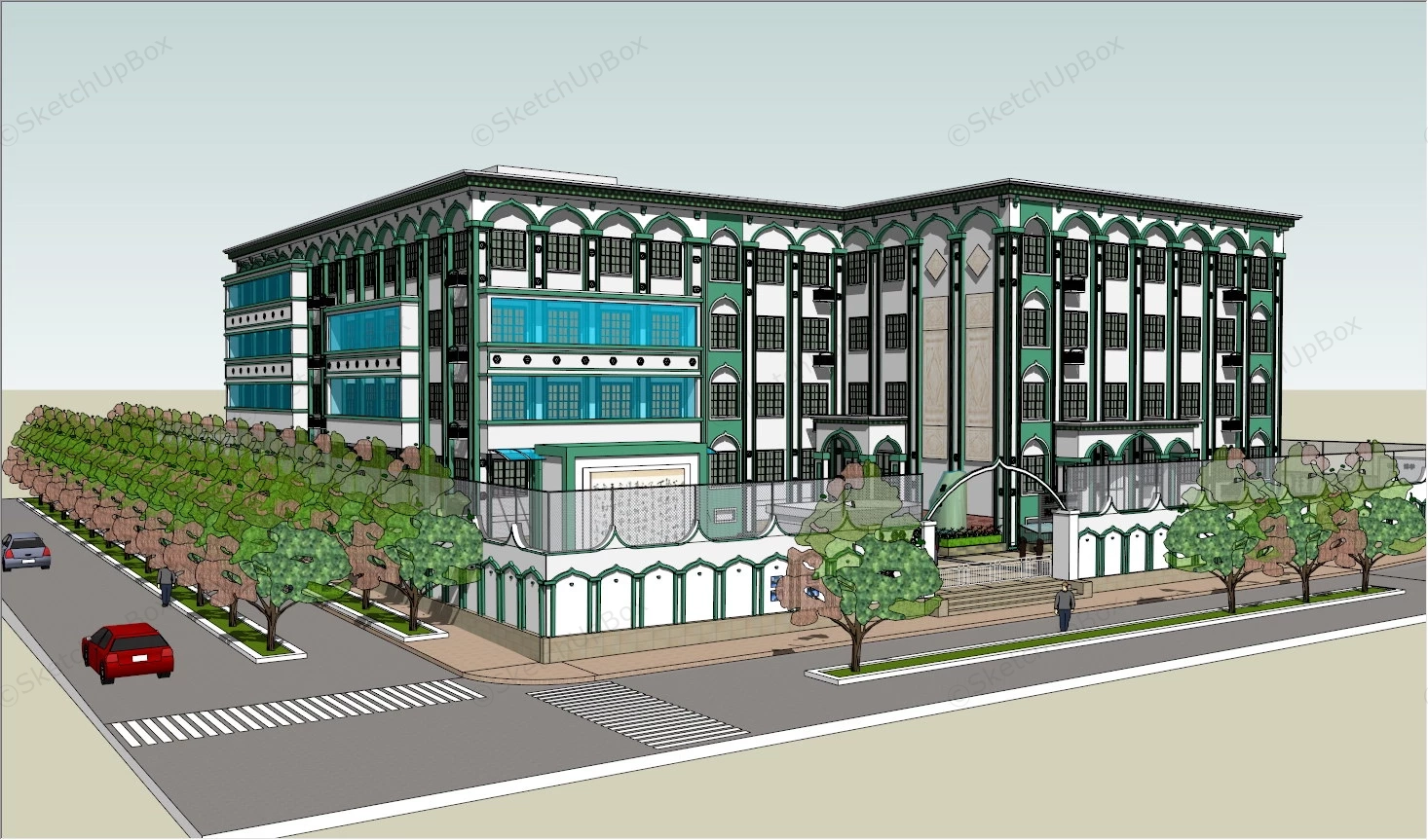 Modern Islamic Architecture Primary School sketchup model preview - SketchupBox