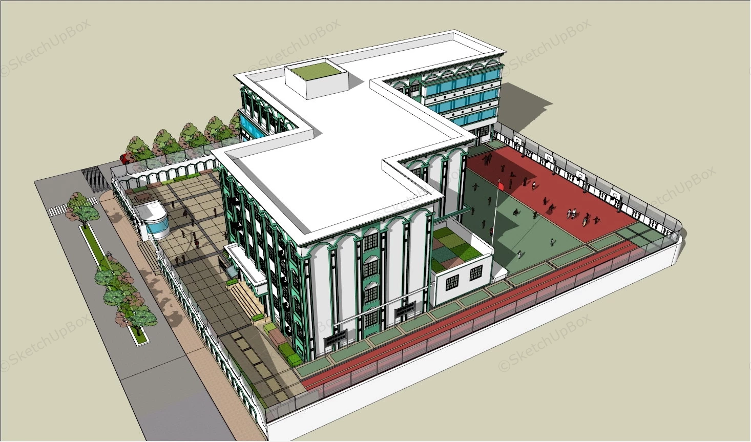 Modern Islamic Architecture Primary School sketchup model preview - SketchupBox