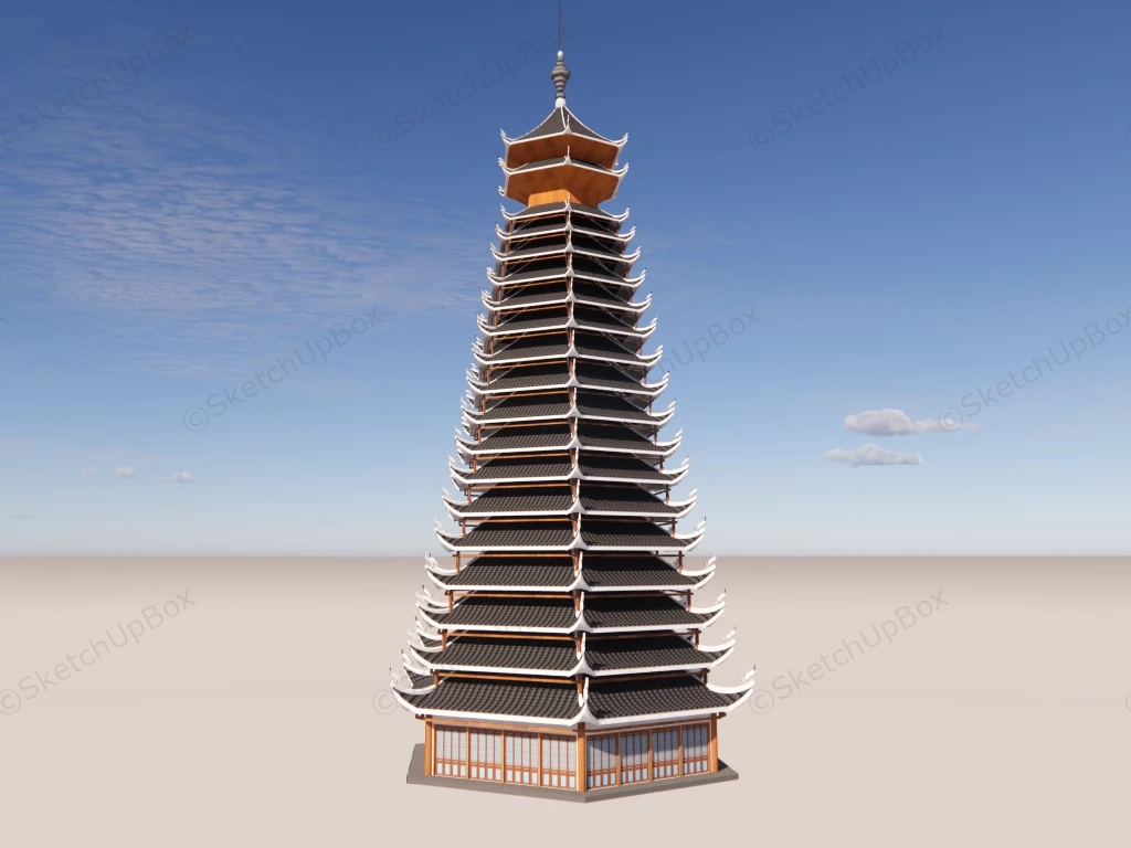 Japanese Buddhist Pagoda sketchup model preview - SketchupBox