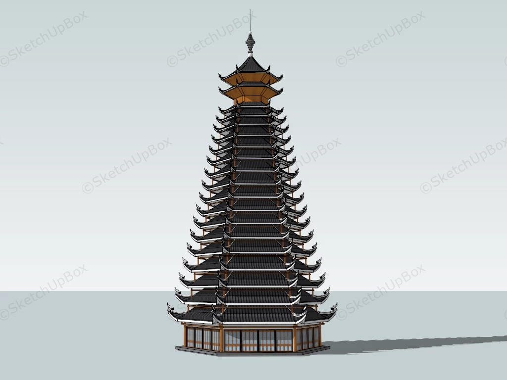 Japanese Buddhist Pagoda sketchup model preview - SketchupBox