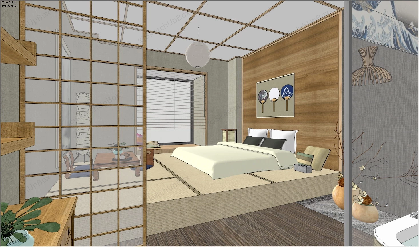 Japanese Style Hotel Room sketchup model preview - SketchupBox