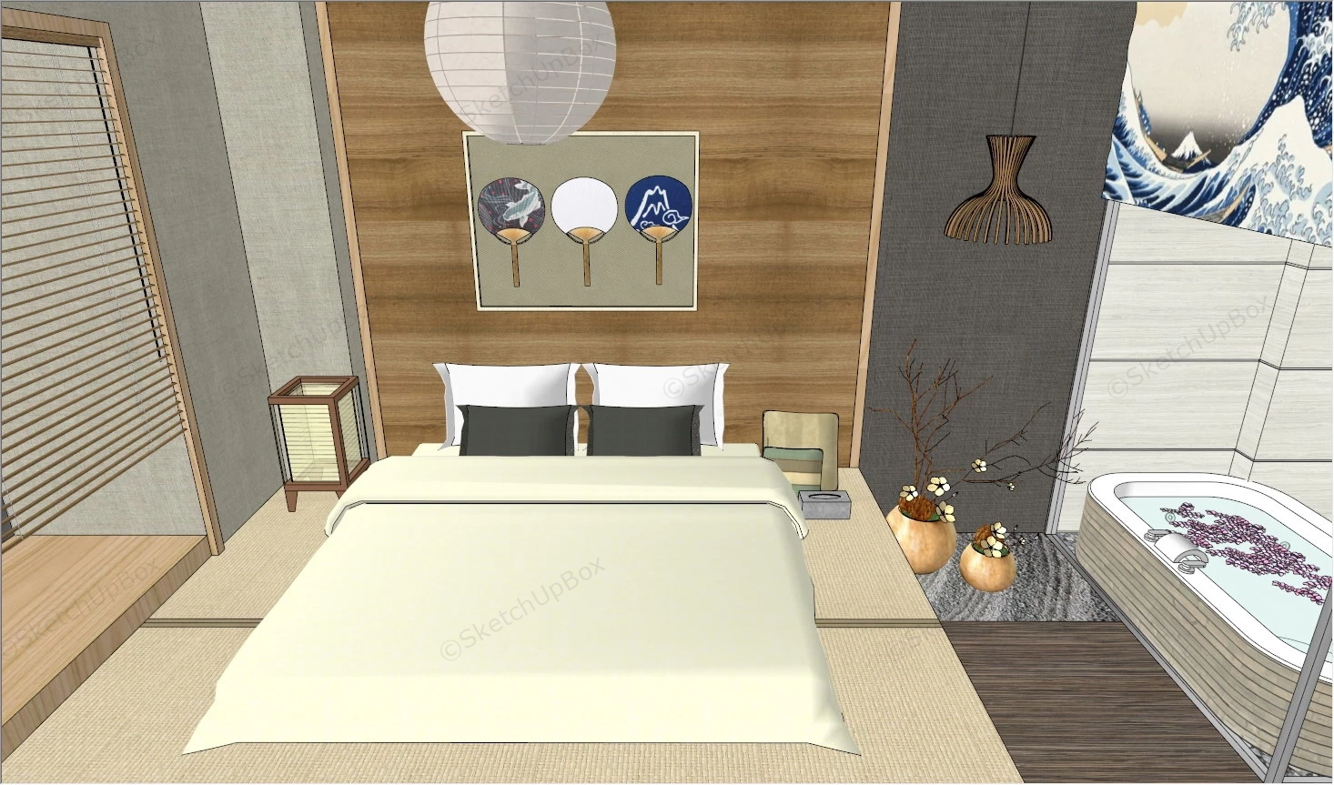 Japanese Style Hotel Room sketchup model preview - SketchupBox