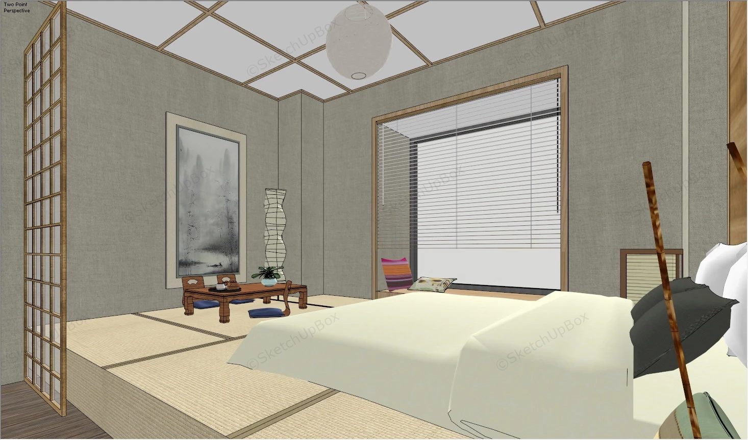 Japanese Style Hotel Room sketchup model preview - SketchupBox