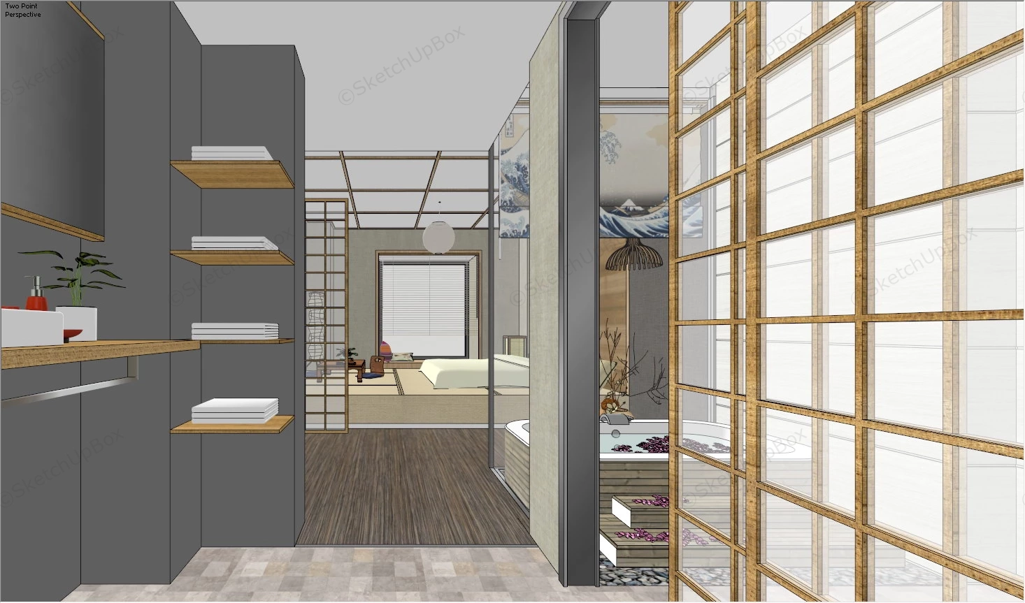 Japanese Style Hotel Room sketchup model preview - SketchupBox