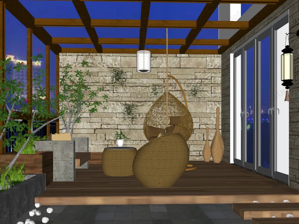 Terrace Garden Ideas sketchup model preview - SketchupBox