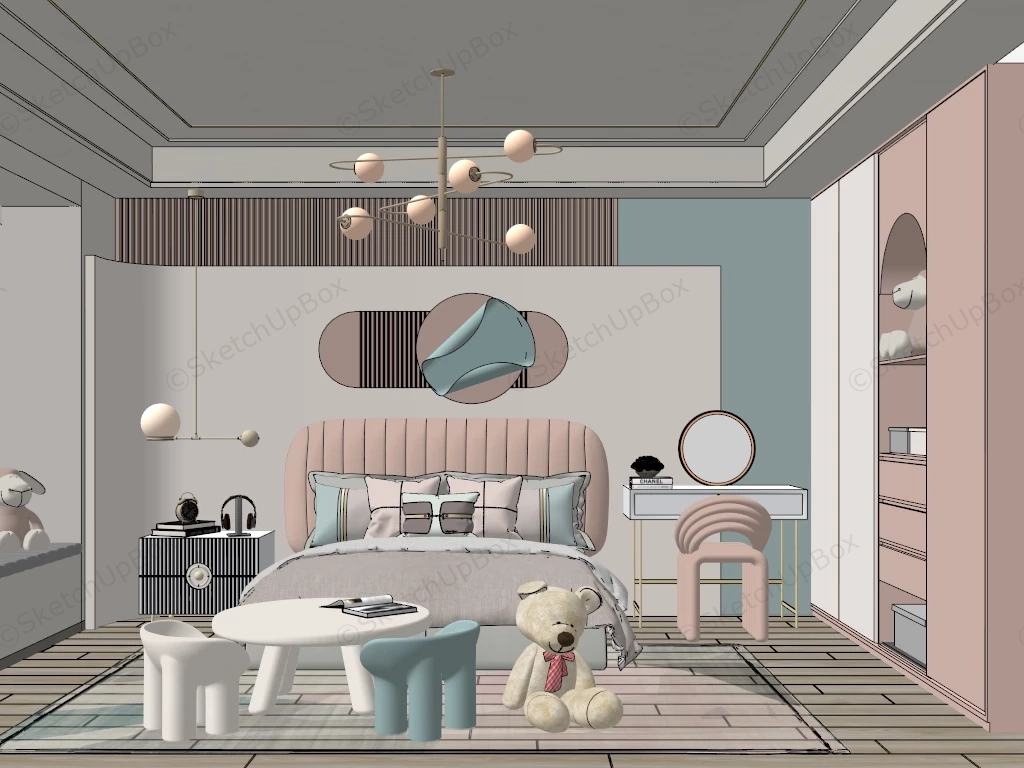 Girls Room Decor Ideas sketchup model preview - SketchupBox