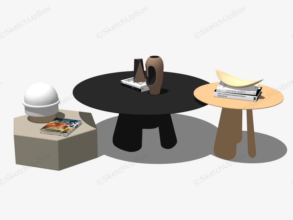 Gold & Black Nesting Coffee Table Set sketchup model preview - SketchupBox