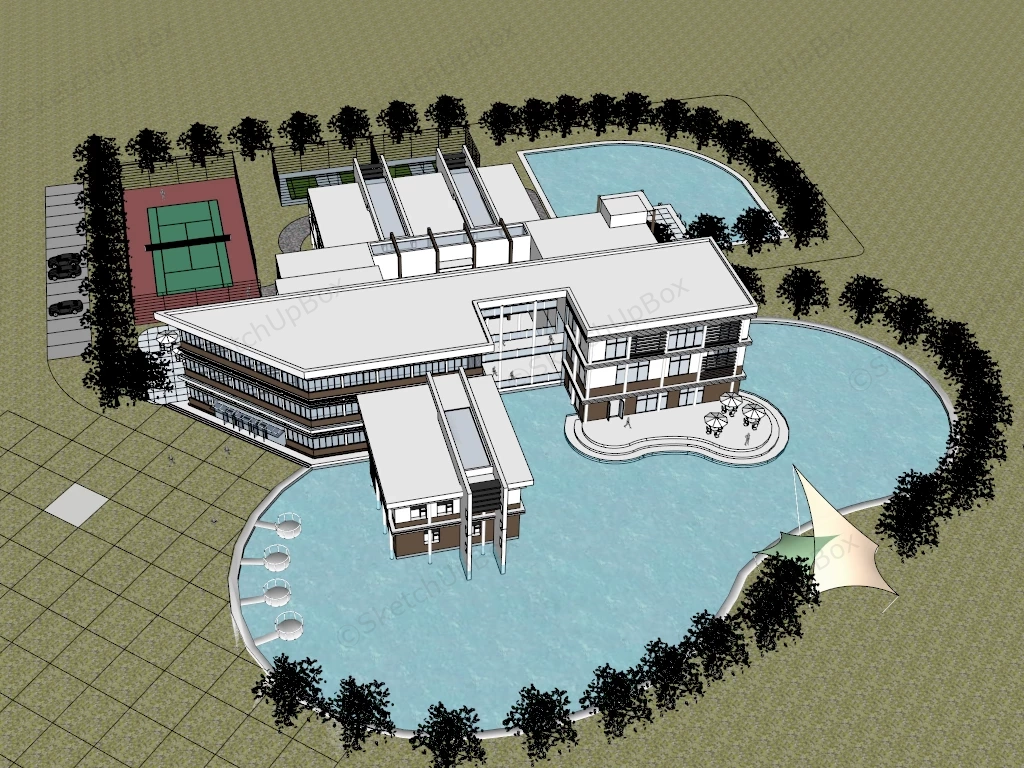 Country Resort Hotel sketchup model preview - SketchupBox