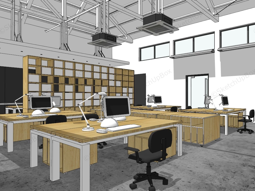 Industrial Loft Office Interior sketchup model preview - SketchupBox