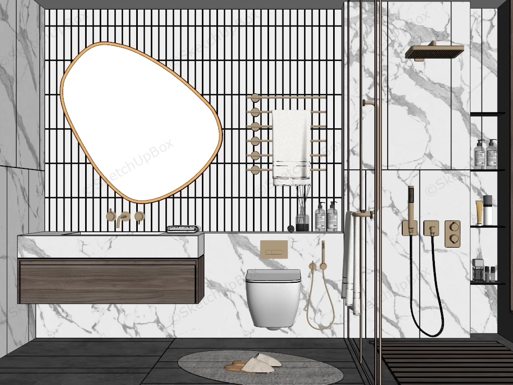 Small White Bathroom Ideas sketchup model preview - SketchupBox