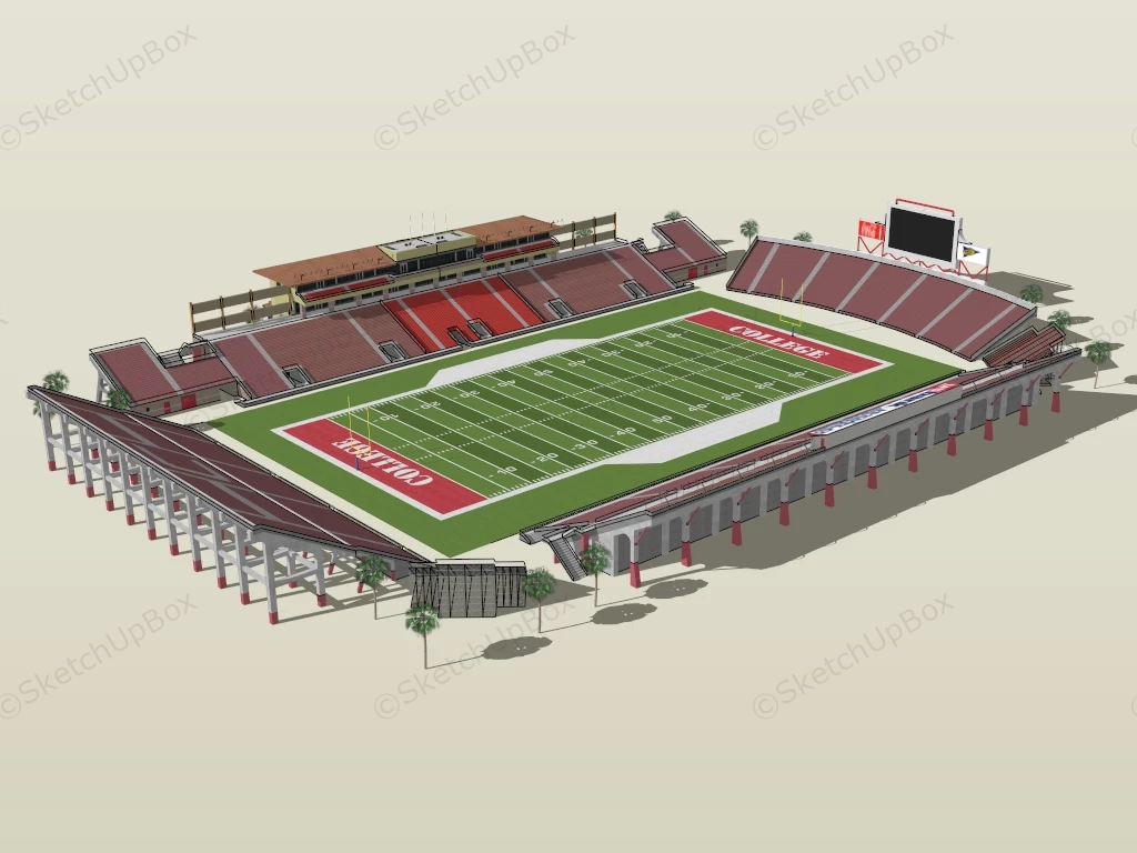 American Football Field Stadium sketchup model preview - SketchupBox