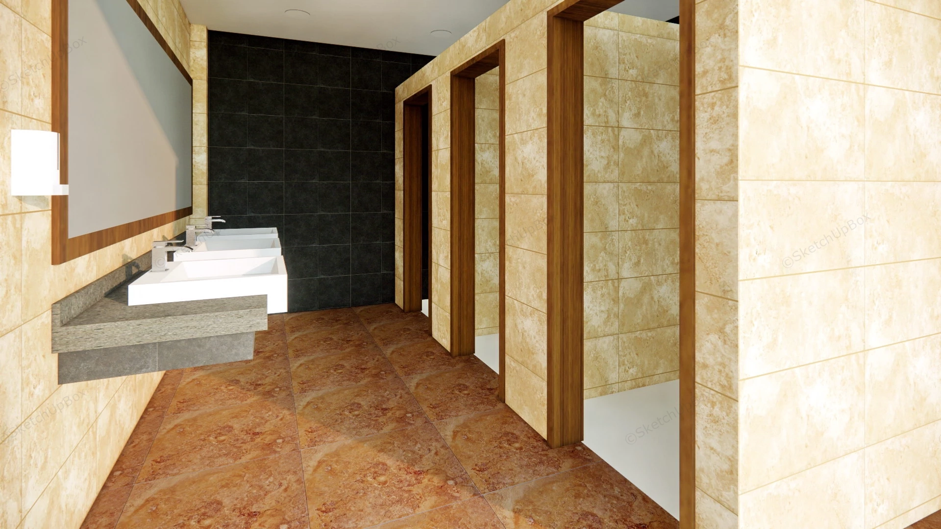 Commercial Restroom Design sketchup model preview - SketchupBox