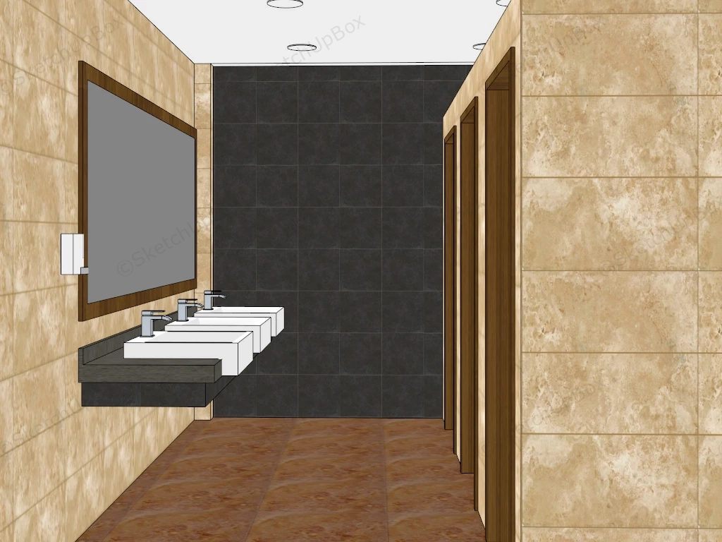 Commercial Restroom Design sketchup model preview - SketchupBox