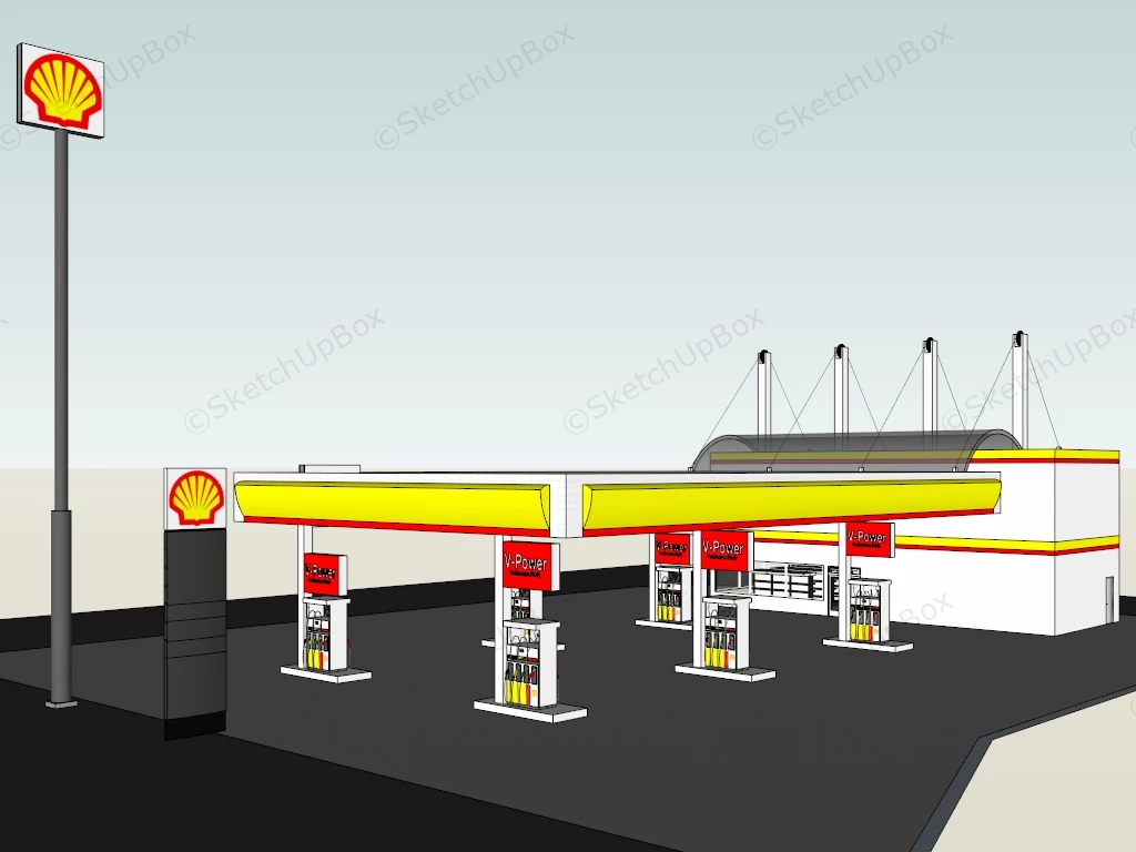 Shell V Power Petrol Station sketchup model preview - SketchupBox