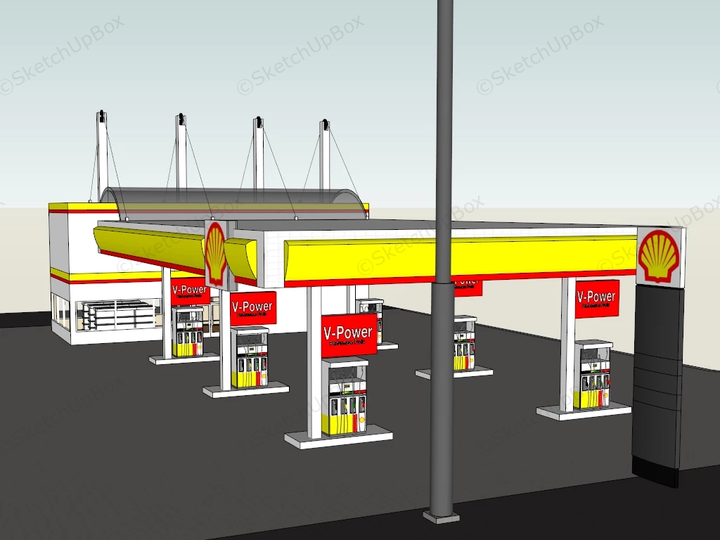 Shell V Power Petrol Station sketchup model preview - SketchupBox