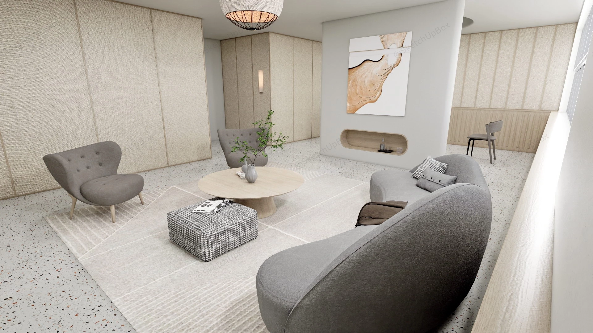 Modern Lounge Room Idea sketchup model preview - SketchupBox