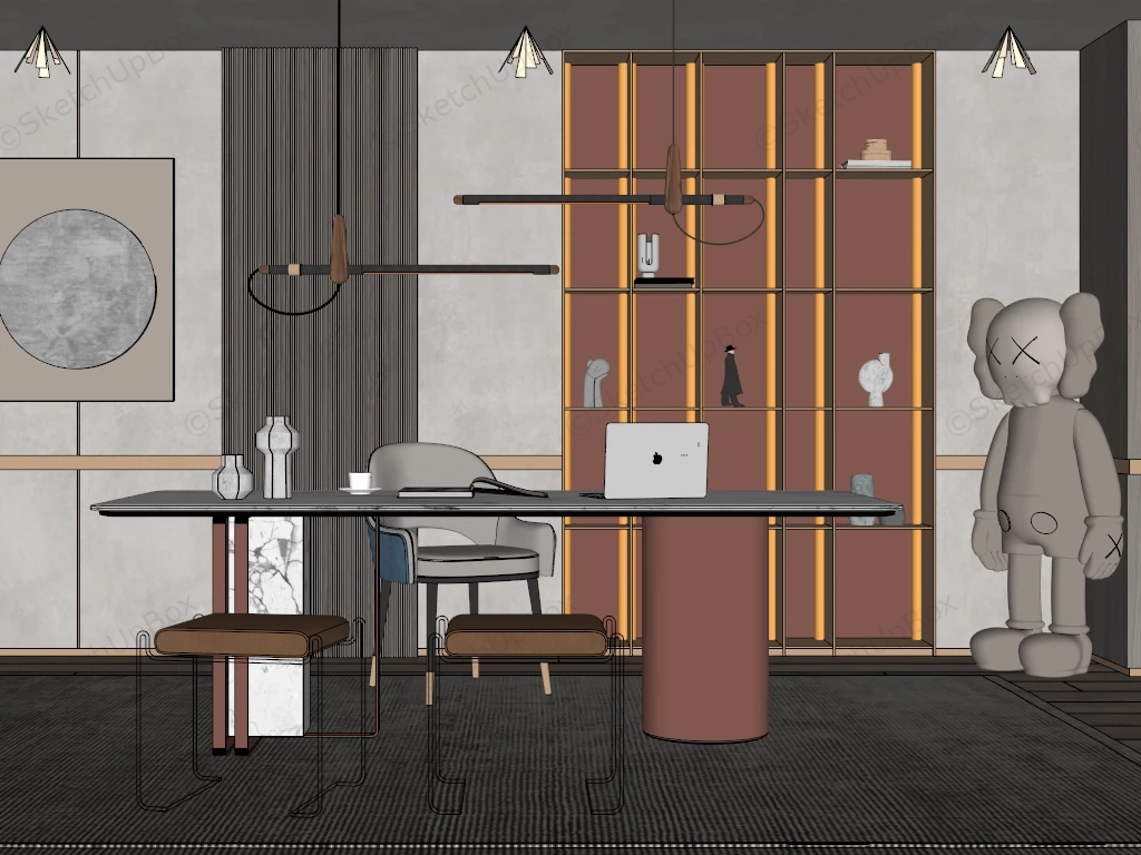 Luxury Modern Home Office sketchup model preview - SketchupBox