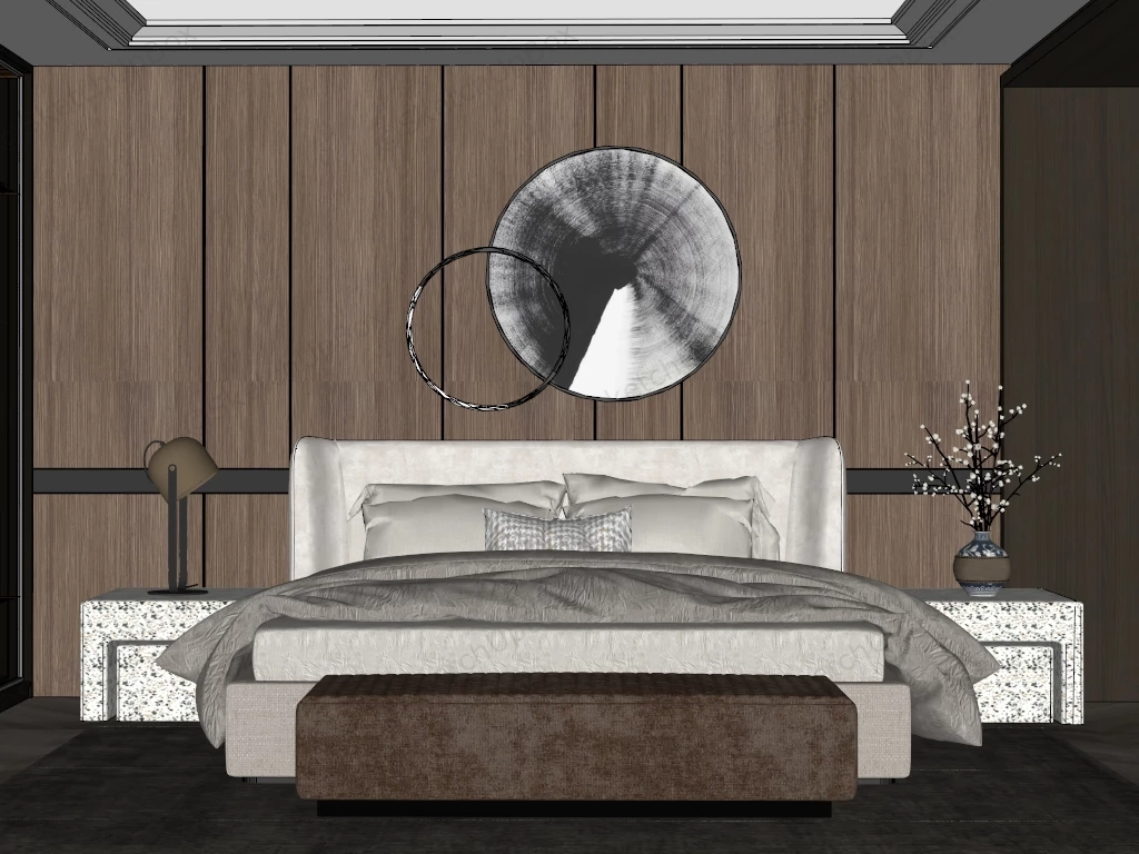 Rustic Modern Master Bedroom sketchup model preview - SketchupBox