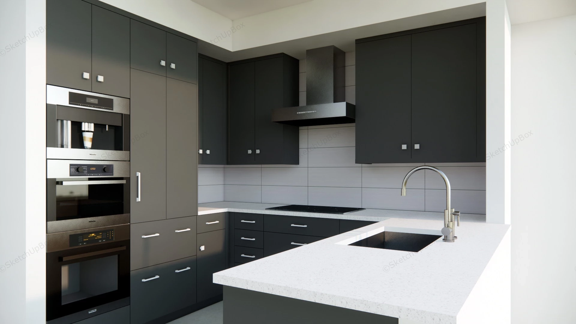 Small Black Kitchen Ideas sketchup model preview - SketchupBox