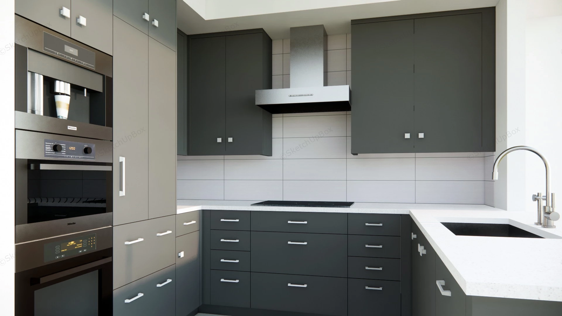 Small Black Kitchen Ideas sketchup model preview - SketchupBox