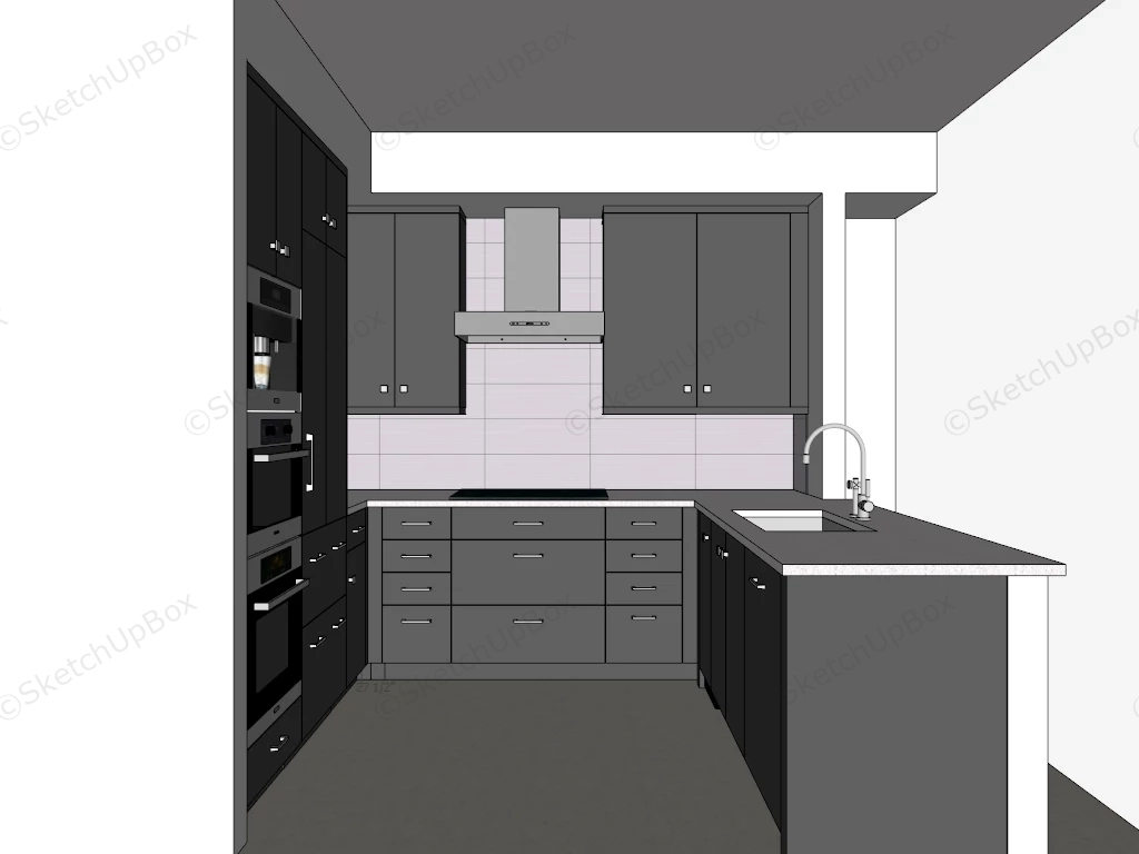 Small Black Kitchen Ideas sketchup model preview - SketchupBox