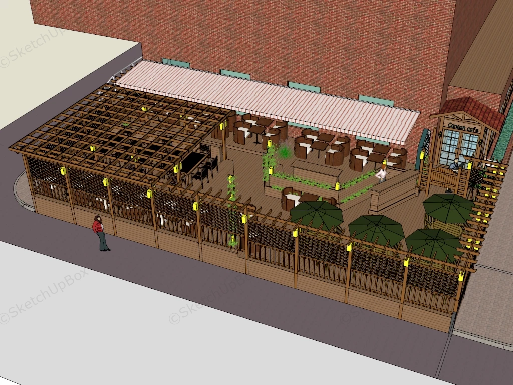 Outdoor Coffee Shop sketchup model preview - SketchupBox