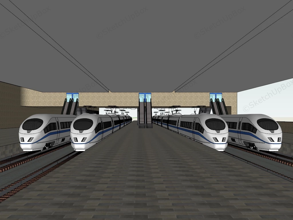 High Speed Rail Station sketchup model preview - SketchupBox