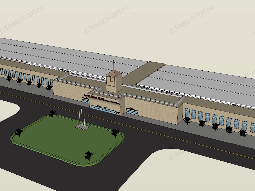 High Speed Rail Station sketchup model preview - SketchupBox