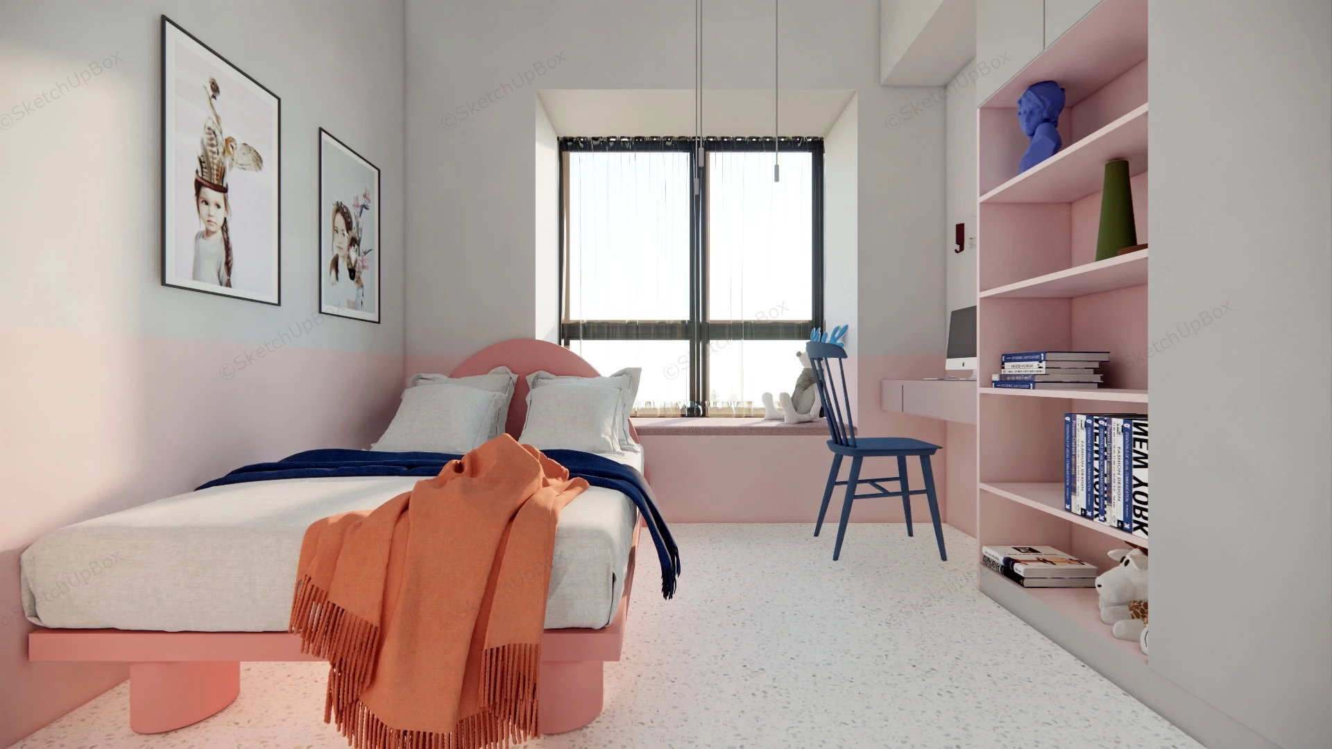 Pink Little Girls Room sketchup model preview - SketchupBox