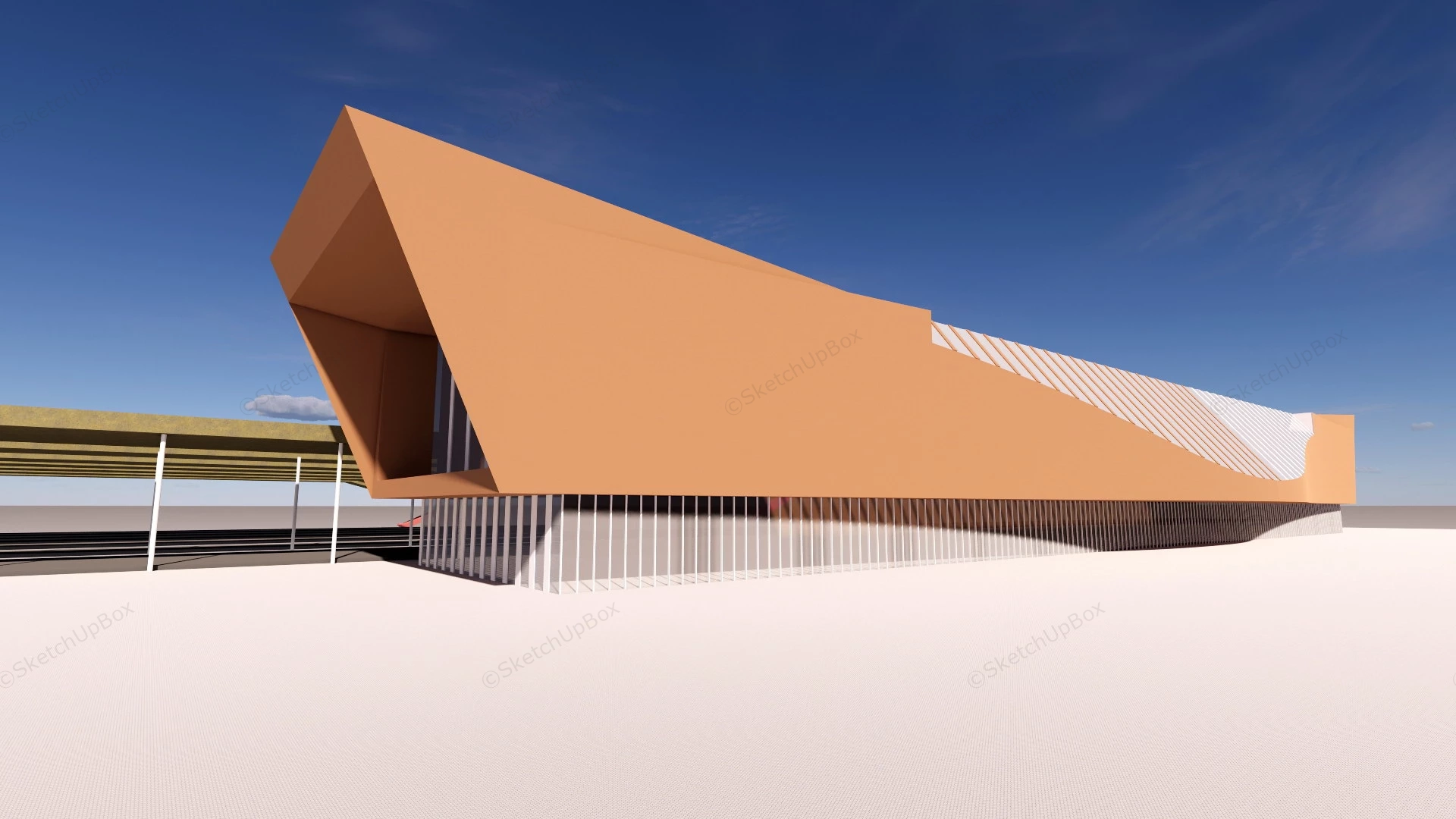 High Speed Train Station sketchup model preview - SketchupBox