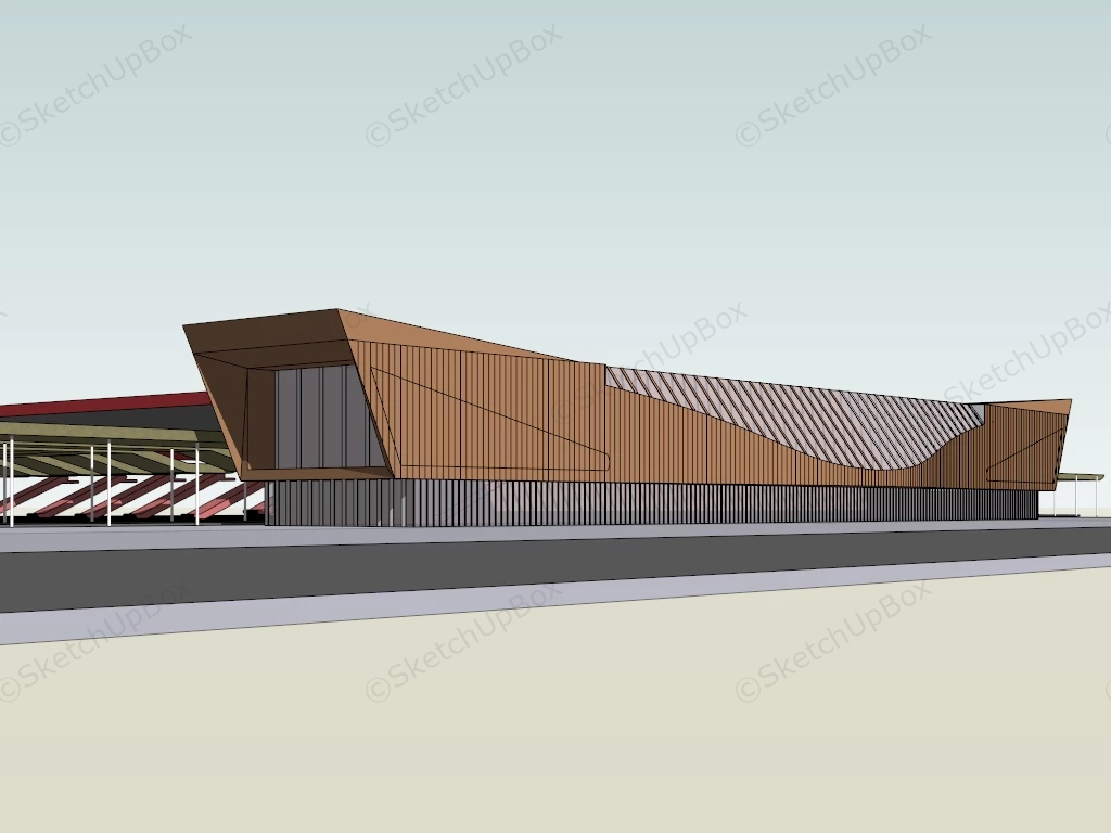 High Speed Train Station sketchup model preview - SketchupBox