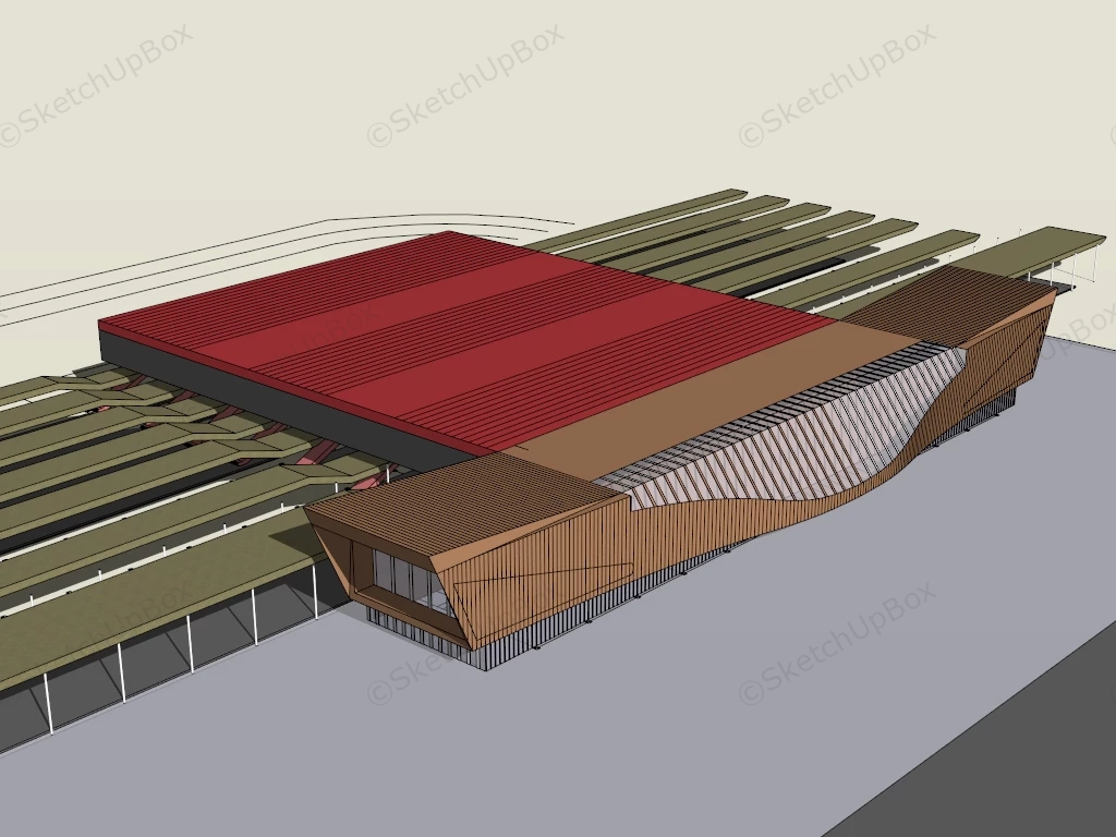 High Speed Train Station sketchup model preview - SketchupBox