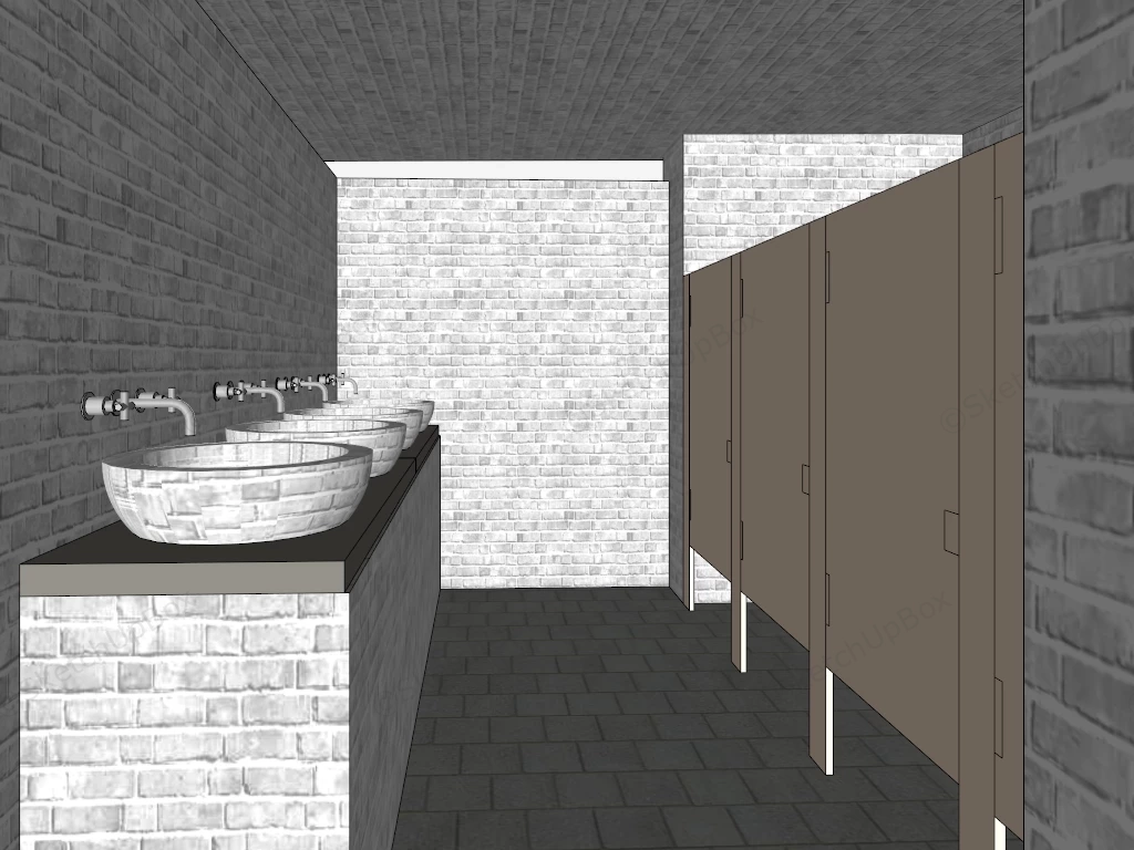 Public Toilet Design sketchup model preview - SketchupBox