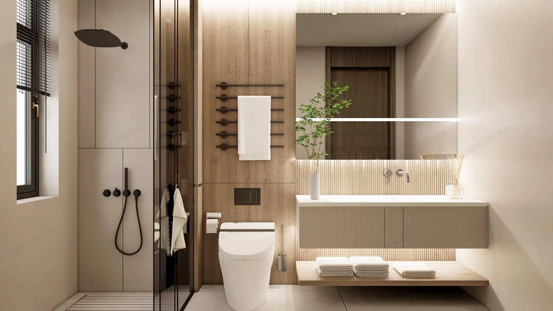 Small Bathrooms With Shower sketchup model preview - SketchupBox