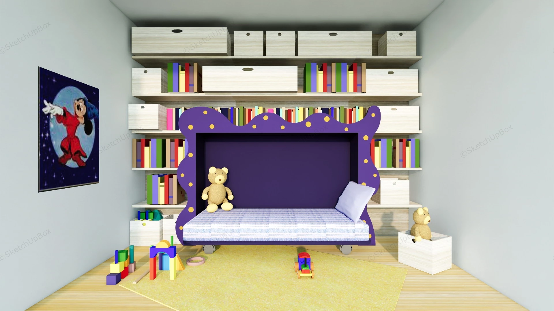 Kids Playroom Storage Furniture sketchup model preview - SketchupBox