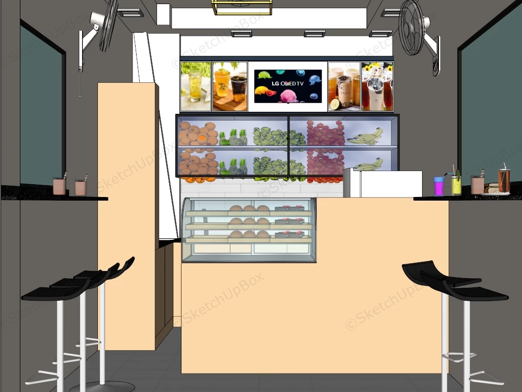 Bubble Tea Shop Design sketchup model preview - SketchupBox