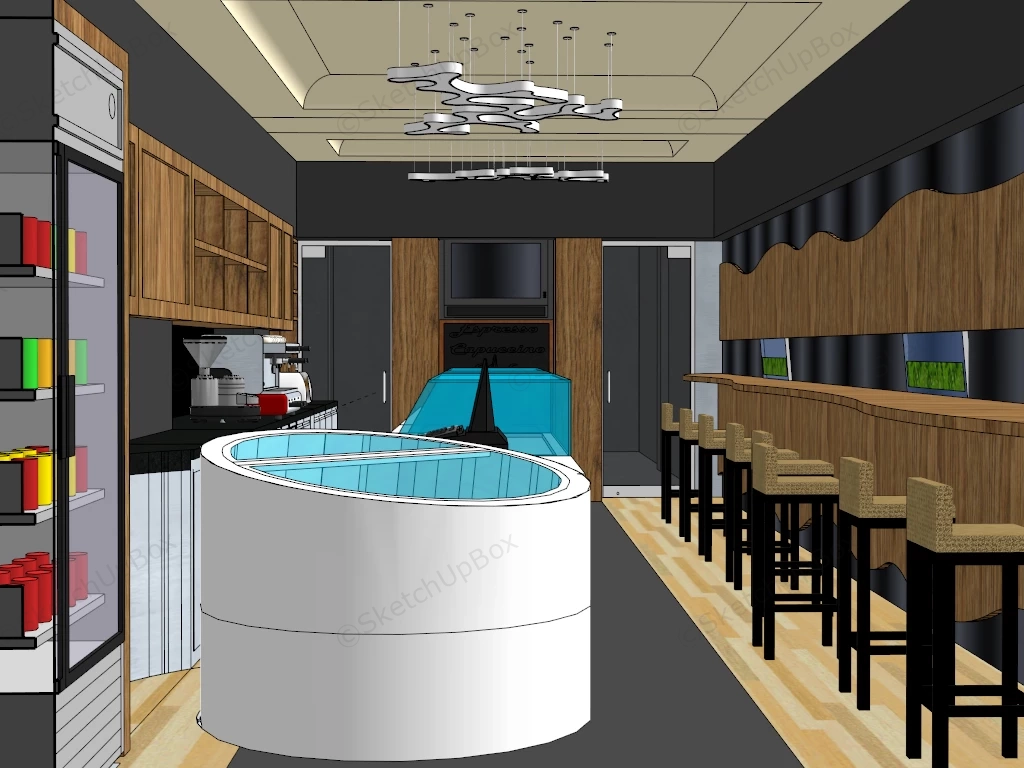 Rustic Coffee Shop Interior sketchup model preview - SketchupBox