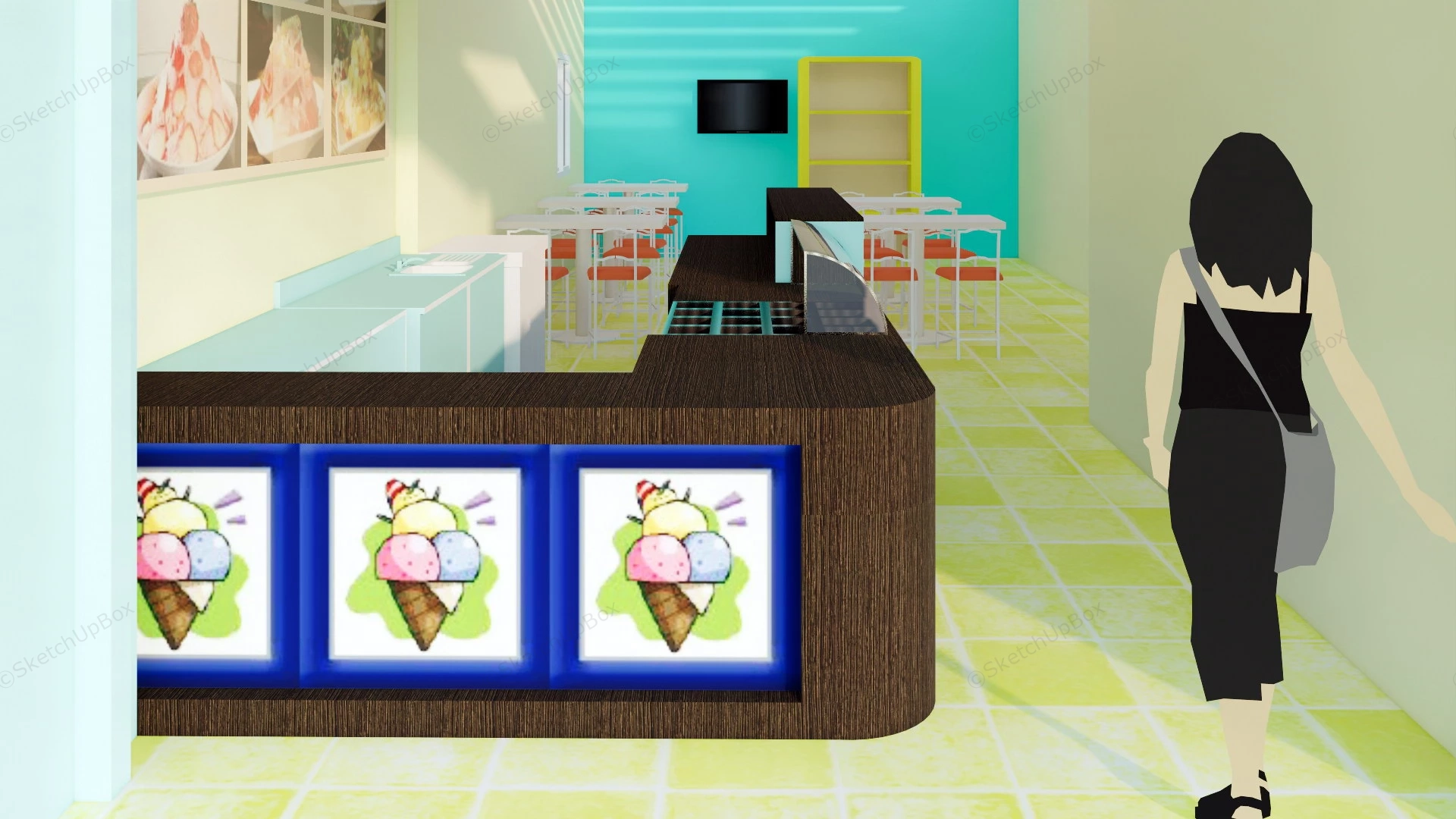 Ice Cream Parlour Design sketchup model preview - SketchupBox