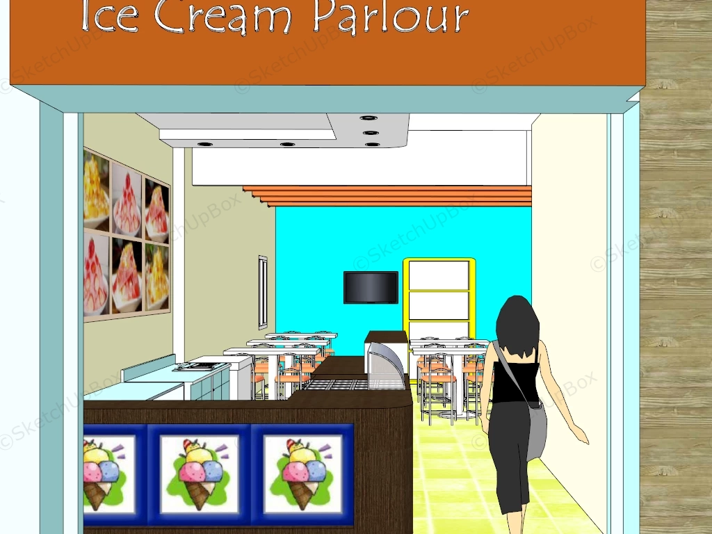 Ice Cream Parlour Design sketchup model preview - SketchupBox