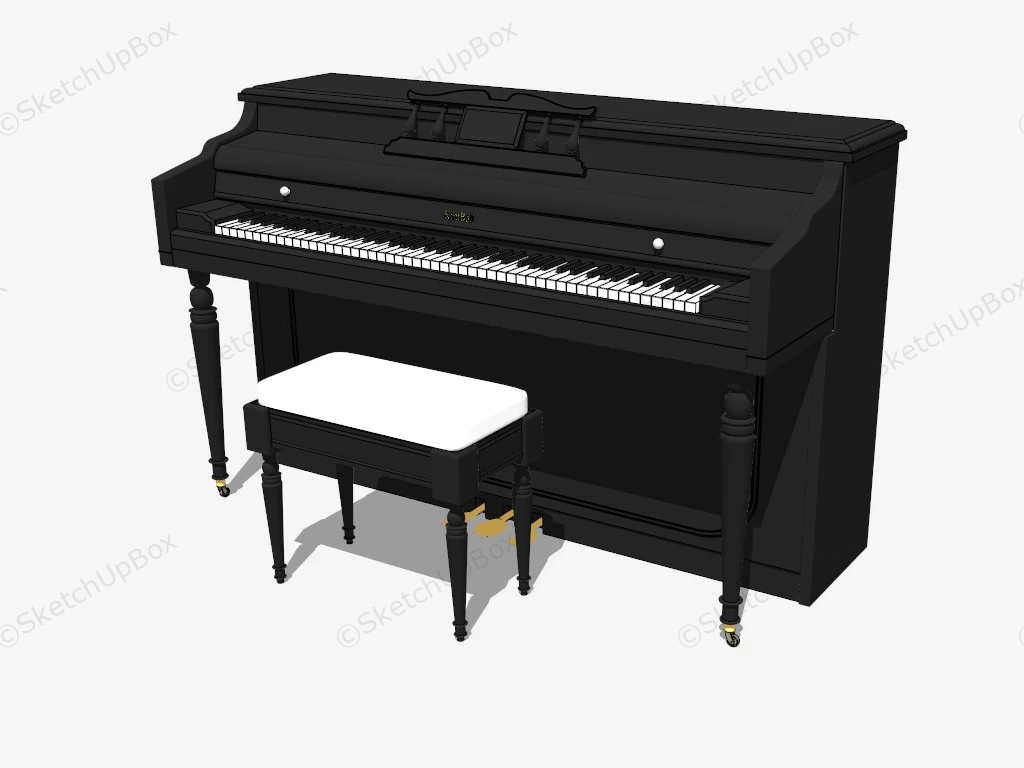 Kimball Upright Piano sketchup model preview - SketchupBox