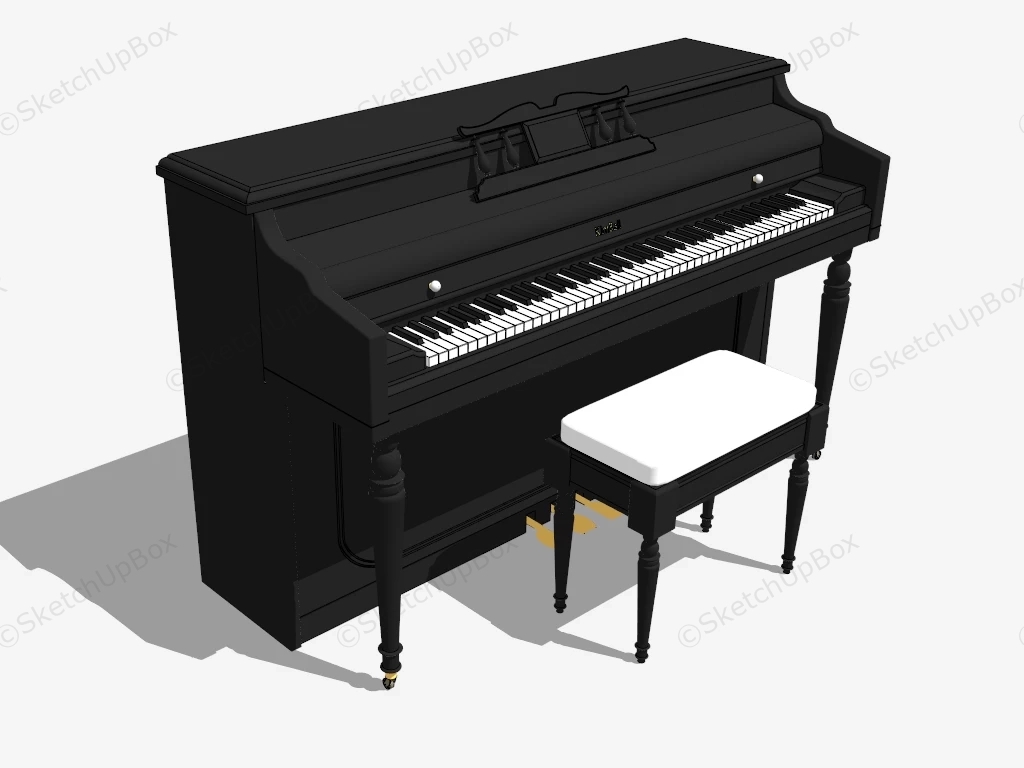 Kimball Upright Piano sketchup model preview - SketchupBox