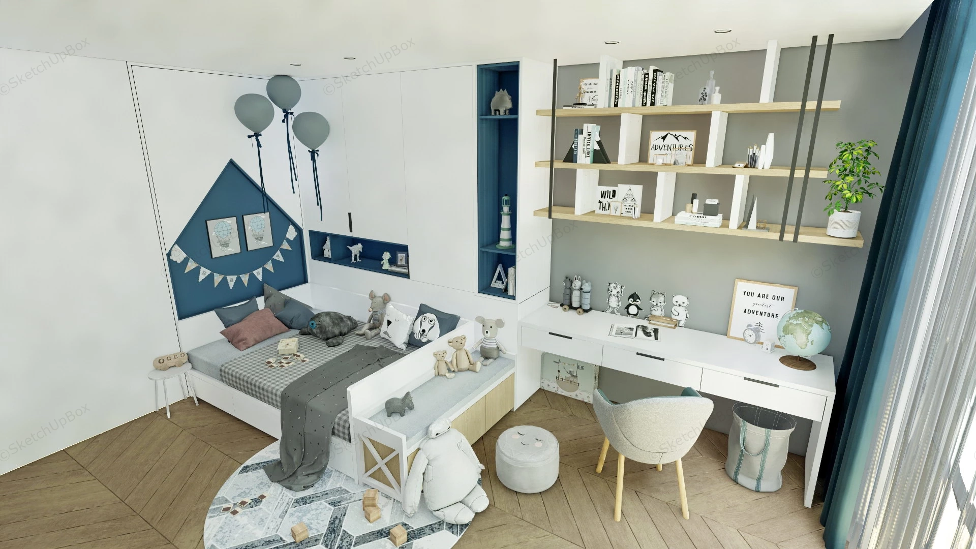 White Toddler Room Idea sketchup model preview - SketchupBox